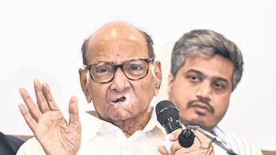 Nagpur: NCP-SP chief Sharad Pawar addresses the media, in Nagpur, Maharashtra, Saturday, Aug. 9, 2025. (PTI Photo) (PTI08_09_2025_000175B) (PTI) Nagpur: NCP-SP chief Sharad Pawar addresses the media, in Nagpur, Maharashtra, Saturday, Aug. 9, 2025. (PTI Photo) (PTI08_09_2025_000175B) (PTI)