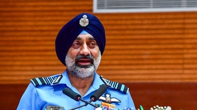 Chief of the Air Staff (CAS) Air Chief Marshal AP Singh delivers the 16th Air Chief Marshal LM Katre Memorial Lecture, in Bengaluru, Karnataka, Saturday. (PTI) Chief of the Air Staff (CAS) Air Chief Marshal AP Singh delivers the 16th Air Chief Marshal LM Katre Memorial Lecture, in Bengaluru, Karnataka, Saturday. (PTI)
