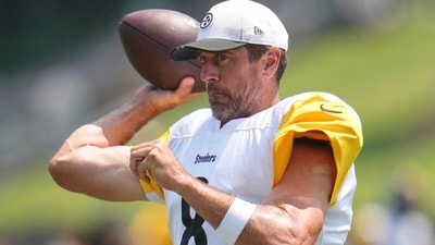 Pittsburgh Steelers quarterback Aaron Rodgers has been taking part in the practice sessions at NFL football training camp in Latrobe. (AP) Pittsburgh Steelers quarterback Aaron Rodgers has been taking part in the practice sessions at NFL football training camp in Latrobe. (AP)