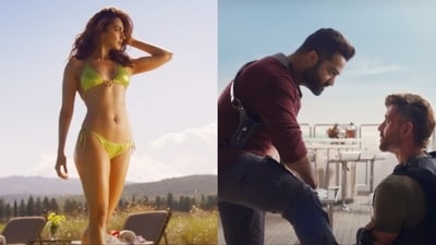 Kiara Advani, Jr NTR and Hrithik Roshan star in War 2. Kiara Advani, Jr NTR and Hrithik Roshan star in War 2.