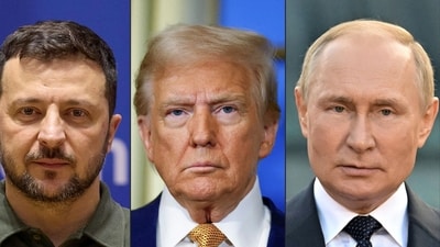 This combination of file photographs created on August 8, 2025, shows Ukrainian President Volodymyr Zelensky, US President Donald Trump and Russian President Vladimir Putin. (AFP) This combination of file photographs created on August 8, 2025, shows Ukrainian President Volodymyr Zelensky, US President Donald Trump and Russian President Vladimir Putin. (AFP)