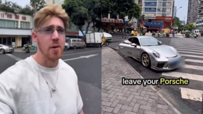 A foreign tourist’s video of an unattended Porsche in China went viral. (Instagram/travisleon1) A foreign tourist’s video of an unattended Porsche in China went viral. (Instagram/travisleon1)