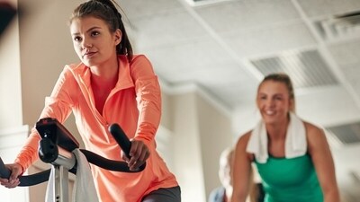 Cycling at the gym is an aerobic exercise. (Shutterstock) Cycling at the gym is an aerobic exercise. (Shutterstock)