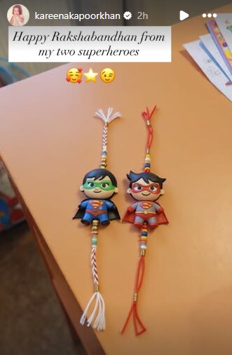 Kareena Kapoor posted Raksha Bandhan wishes from her 'superheroes' Taimur and Jeh. Kareena Kapoor posted Raksha Bandhan wishes from her 'superheroes' Taimur and Jeh.