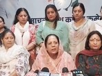 Congress state chief Pratibha Singh addressing the media during a press conference at state congress office Rajeev Bhawan, in Shimla, on Sunday. (HT Photo) Congress state chief Pratibha Singh addressing the media during a press conference at state congress office Rajeev Bhawan, in Shimla, on Sunday. (HT Photo)