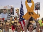 Israeli protesters take part in a demonstration calling for the release of hostages and an end to the war in Gaza, in Tel Aviv, Israel, on Saturday, Aug. 9, 2025. Israeli protesters take part in a demonstration calling for the release of hostages and an end to the war in Gaza, in Tel Aviv, Israel, on Saturday, Aug. 9, 2025.