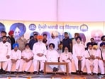SAD president Sukhbir Singh Badal and party leaders at Baba Bakala conclave. (HT) SAD president Sukhbir Singh Badal and party leaders at Baba Bakala conclave. (HT)