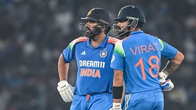 India's Virat Kohli (R) along with captain Rohit Sharma during India's ODI series against England in 2025 (AFP)
