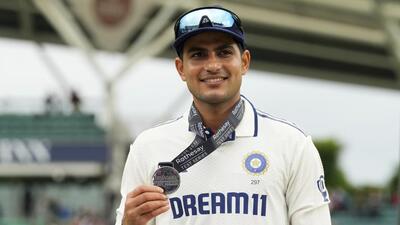 India's player of the series India's captain Shubman Gill in their five-match Test series against England at The Kia Oval in London, Monday. (AP) India's player of the series India's captain Shubman Gill in their five-match Test series against England at The Kia Oval in London, Monday. (AP)
