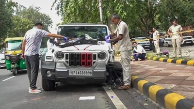The driver of the car was detained on the spot and sent for medical examination to ascertain if he was under the influence of drugs. (PTI) The driver of the car was detained on the spot and sent for medical examination to ascertain if he was under the influence of drugs. (PTI)