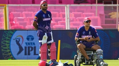 Rajasthan Royals captain Sanju Samson and coach Rahul Dravid during a training session (PTI) Rajasthan Royals captain Sanju Samson and coach Rahul Dravid during a training session (PTI)