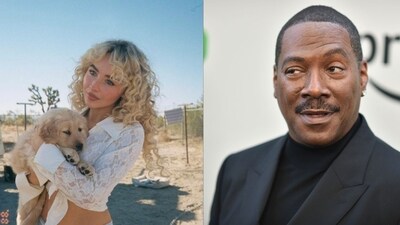 Sabrina Carpenter's net worth of $16 million pales in comparison to Eddie Murphy's $300 million. (@SabrinaAnnLynn, Photo by Richard Shotwell/Invision/AP)