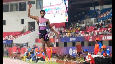 Sreeshankar leapt 8.13m in his sixth and last attempt to win the long jump at the World Athletics bronze event in Bhubaneswar. (AFI) Sreeshankar leapt 8.13m in his sixth and last attempt to win the long jump at the World Athletics bronze event in Bhubaneswar. (AFI)
