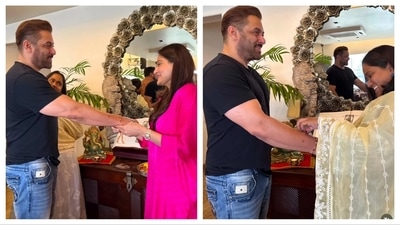 Salman Khan was a happy brother on Raksha Bandhan, surrounded by his sisters and family. Salman Khan was a happy brother on Raksha Bandhan, surrounded by his sisters and family.