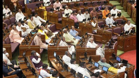 AI training session for lawmakers ongoing at the UP Legislative Assembly in Lucknow on August 10th (HT photo)