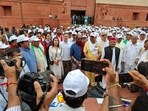 Opposition leaders marched towards the Election Commission on Monday. Opposition leaders marched towards the Election Commission on Monday.