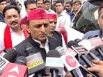 Akhilesh Yadav talking to mediapersons in Etawah on Saturday. Akhilesh Yadav talking to mediapersons in Etawah on Saturday.