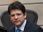 Senator Miguel Uribe Turbay looks on after the Senate voted against the government labor reform referendum promoted by Colombia's President Gustavo Petro in Bogota on May 14, 2025.
