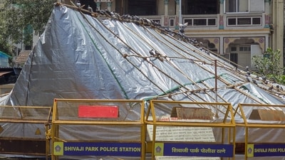 The Brihanmumbai Municipal Corporation (BMC) has covered the Dadar Kabutarkhana area following court orders. (ANI)