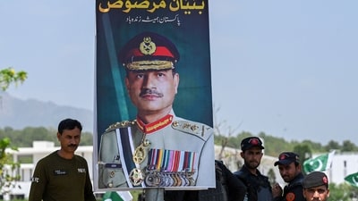 Pakistani Army Chief General Syed Asim Munir's latest warning for India comes after the stand off between both countries after Operation SIndoor. (AFP) Pakistani Army Chief General Syed Asim Munir's latest warning for India comes after the stand off between both countries after Operation SIndoor. (AFP)