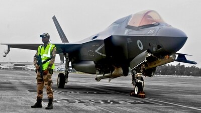 Earlier in July, a British F-35B fighter jet left India after making an emergency landing in Kerala's Thiruvananthapuram due to a hydraulic system fault. (File/@CISFHQrs) Earlier in July, a British F-35B fighter jet left India after making an emergency landing in Kerala's Thiruvananthapuram due to a hydraulic system fault. (File/@CISFHQrs)