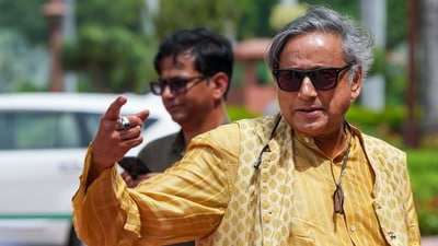 New Delhi: Congress MP Shashi Tharoor arrives to attend the Monsoon session of Parliament, in New Delhi, Friday, Aug. 8, 2025. (PTI Photo/Atul Yadav)(PTI08_08_2025_000059A) (PTI) New Delhi: Congress MP Shashi Tharoor arrives to attend the Monsoon session of Parliament, in New Delhi, Friday, Aug. 8, 2025. (PTI Photo/Atul Yadav)(PTI08_08_2025_000059A) (PTI)