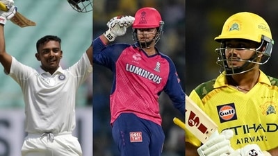 Dinesh Lad suggested that the absence of Prithvi Shaw’s talent still felt despite the emergence of Vaibhav Suryavanshi and Ayush Mhatre. (AP and IPL Images) Dinesh Lad suggested that the absence of Prithvi Shaw’s talent still felt despite the emergence of Vaibhav Suryavanshi and Ayush Mhatre. (AP and IPL Images)
