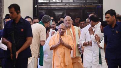 Uttar Pradesh chief minister Yogi Adityanath at Vidhan Bhavan in Lucknow on Monday. (Deepak Gupta/HT Photo) Uttar Pradesh chief minister Yogi Adityanath at Vidhan Bhavan in Lucknow on Monday. (Deepak Gupta/HT Photo)