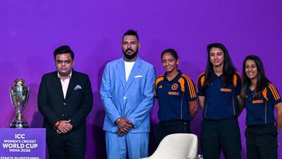 Yuvraj Singh (2L) advised the Indian women’s cricket team to find a way to handle the expectations at the 2025 ICC Women's Cricket World Cup. (AFP) Yuvraj Singh (2L) advised the Indian women’s cricket team to find a way to handle the expectations at the 2025 ICC Women's Cricket World Cup. (AFP)