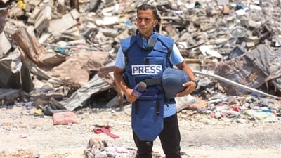 Anas Al-Sharif reporting from Gaza last year. Anas Al-Sharif reporting from Gaza last year.