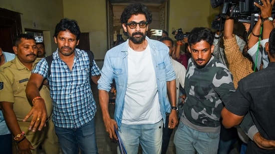 Rana Daggubati was spotted at the Enforcement Directorate (ED) office. (PTI)