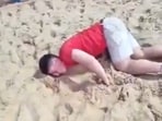 A British tourist was filmed collapsing on a beach in Brazil after allegedly being drugged.