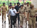 Chandigarh SSP Kanwardeep Kaur explained to the parties that the nakas were required due to recent incidents of violence on Panjab University campus. (Keshav Singh/HT) Chandigarh SSP Kanwardeep Kaur explained to the parties that the nakas were required due to recent incidents of violence on Panjab University campus. (Keshav Singh/HT)
