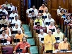 Parliamentary affairs minister Suresh Khanna speaking on the second day of UP assembly’s Monsson session on Tuesday. (HT Photo)