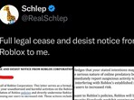 Schlep says Roblox has banned his account.
