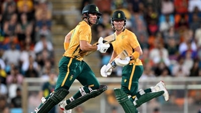 After a little period of shakiness following the Pretorius wicket, Brevis and Stubbs combined for a 126-run stand to put the Proteas in a favourable position. While Brevis took the charge, Stubbs played confident second-fiddle cricket, contributing 31 before falling. (AFP) After a little period of shakiness following the Pretorius wicket, Brevis and Stubbs combined for a 126-run stand to put the Proteas in a favourable position. While Brevis took the charge, Stubbs played confident second-fiddle cricket, contributing 31 before falling. (AFP)