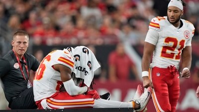 Kansas City Chiefs safety Deon Bush is carted off the field after an injury against the Arizona Cardinals during the first half of an NFL preseason football game, Saturday, Aug. 9, 2025, in Glendale. (AP) Kansas City Chiefs safety Deon Bush is carted off the field after an injury against the Arizona Cardinals during the first half of an NFL preseason football game, Saturday, Aug. 9, 2025, in Glendale. (AP)
