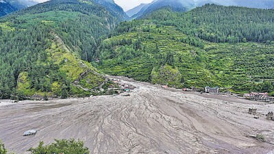 Mud and debris after the August 5 flash floods in Uttarkashi. (PTI)