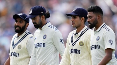 India's captain Shubman Gill, Mohammed Siraj, Jasprit Bumrah and KL Rahul return to the pavilion (PTI) India's captain Shubman Gill, Mohammed Siraj, Jasprit Bumrah and KL Rahul return to the pavilion (PTI)