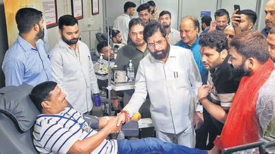 Shiv Sena leaders downplayed the matter, saying the deputy chief minister had extended his stay in Srinagar, where he had gone for a blood donation campaign organised on Sunday by party functionary Chandrahar Patil. (ANI) Shiv Sena leaders downplayed the matter, saying the deputy chief minister had extended his stay in Srinagar, where he had gone for a blood donation campaign organised on Sunday by party functionary Chandrahar Patil. (ANI)