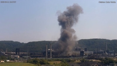 Smoke rises from an explosion at US Steel's Clairton Coke Works plant in Clairton, Pennsylvania. (REUTERS)