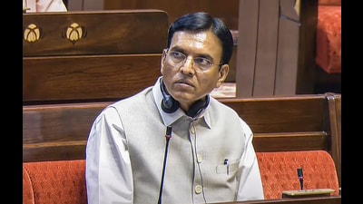 Union Sports Minister Mansukh Mandaviya in the Rajya Sabha during the Monsoon session of Parliament, in New Delhi. (Sansad TV) Union Sports Minister Mansukh Mandaviya in the Rajya Sabha during the Monsoon session of Parliament, in New Delhi. (Sansad TV)