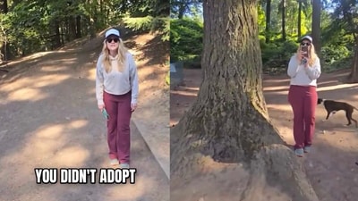 Portland 'Karen' yelled at a man for owning purebred dogs instead of adopting from a shelter. (Facebook/ Demi Bolger) Portland 'Karen' yelled at a man for owning purebred dogs instead of adopting from a shelter. (Facebook/ Demi Bolger)