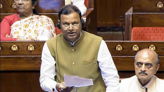 MoS (finance) Pankaj Chaudhary speaks in the Rajya Sabha during the monsoon session of Parliament. (Sansad TV)