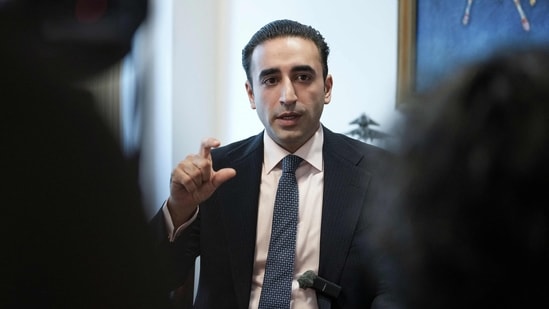 Bilawal Bhutto Zardari, former foreign minister of Pakistan and current head of the Pakistan People's Party, speaks during an interview with AFP at the Pakistani Embassy in Washington, DC. (AFP)