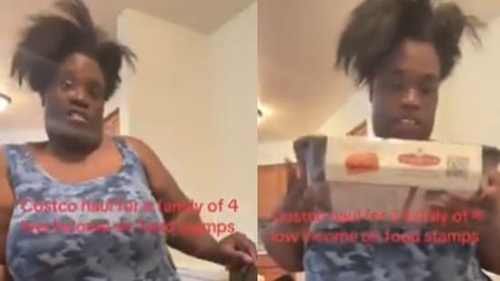 A woman shared her Costco haul online, explaining how she fed her family of four on food stamps. (TikTok/sierrajordan)