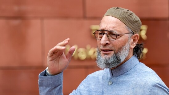 AIMIM MP Asaduddin Owaisi during the Monsoon session of Parliament (PTI)