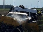 13 people were in the two vehicles, including 10 in the van. 13 people were in the two vehicles, including 10 in the van.