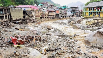 Himachal Pradesh witnessed fresh incidents of flash floods and cloudbursts, leading to several bridges being washed away in Shimla and Lahaul and Spiti district. (Raj Bhawan HP/ ANI) Himachal Pradesh witnessed fresh incidents of flash floods and cloudbursts, leading to several bridges being washed away in Shimla and Lahaul and Spiti district. (Raj Bhawan HP/ ANI)