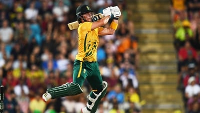 Dewald Brevis smashed 125 runs off 56 balls against Australia in the second T20I. (AP) Dewald Brevis smashed 125 runs off 56 balls against Australia in the second T20I. (AP)